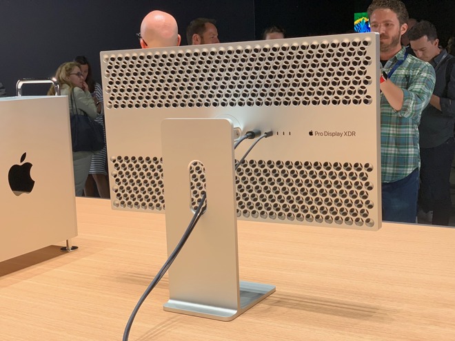 The rear of the Apple Pro Display XDR, with stand at WWDC 2019