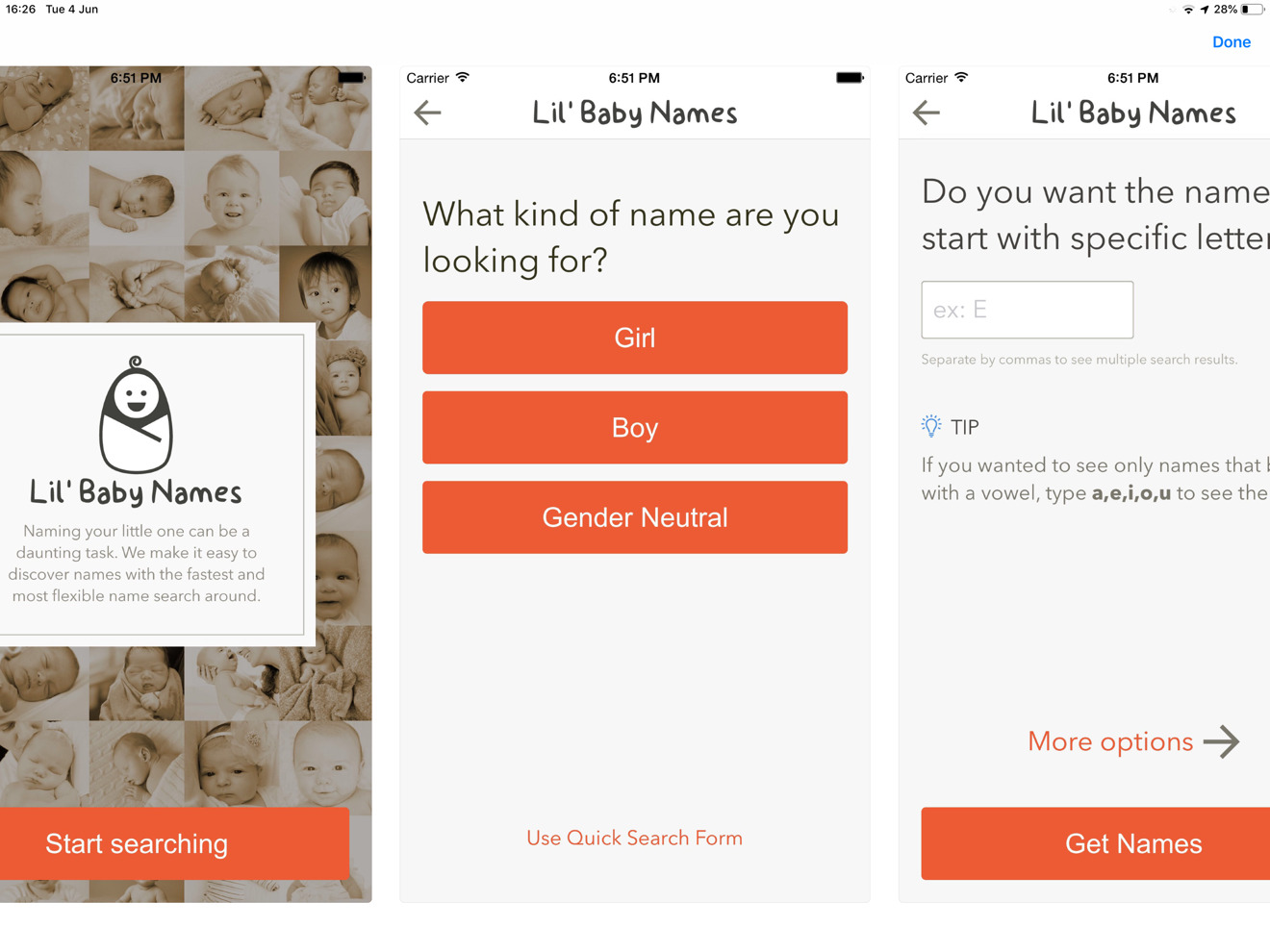App Store screenshots from Lil' Baby Names, an app by one of the plaintiffs 