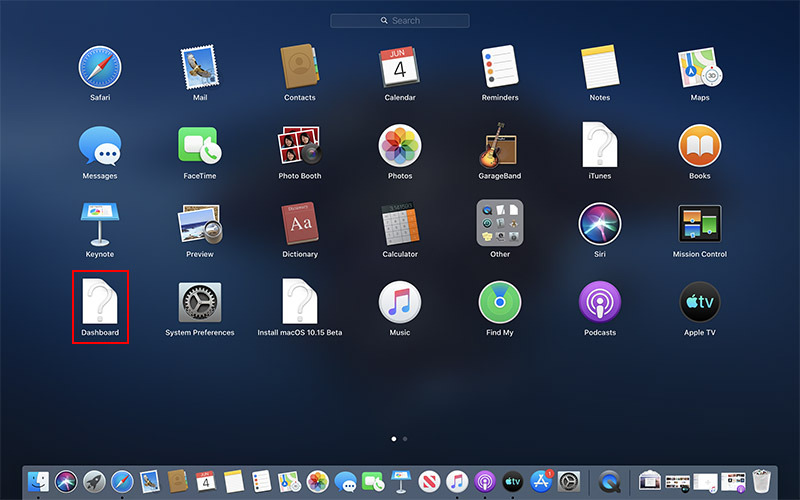 dashboard mac os x yosemite