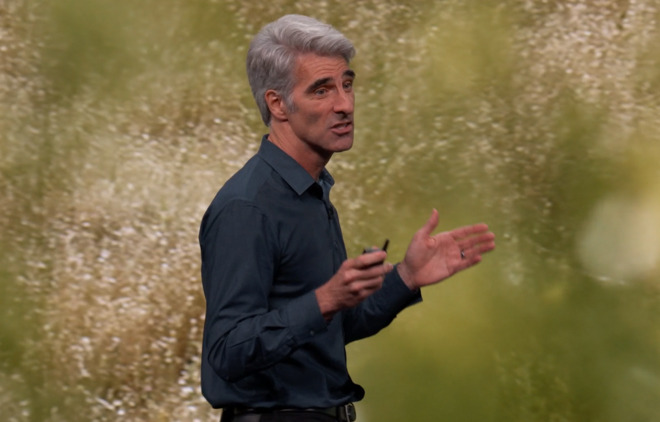 Apple SVP Craig Federighi during the WWDC 2019 keynote.