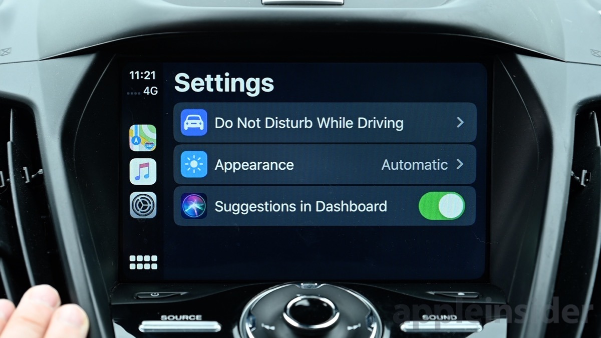 Settings app in CarPlay