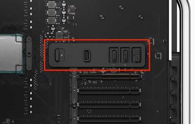 Part of the Mac Pro that includes two SATA connections, among others