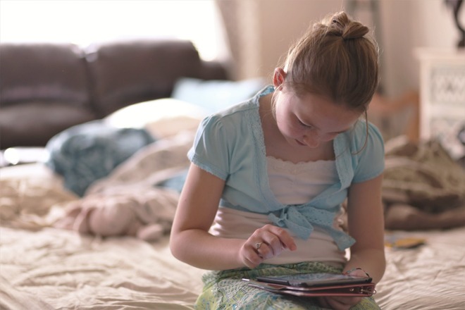 Young girl using an iPad