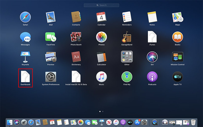 macOS Catalina with Dashboard missing