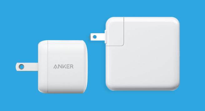 An example of how small a GaN charger could be against some larger traditional chargers. [via Anker]