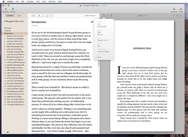 You shouldn't write your book in Vellum, but you can edit. And you can preview how the book will look in e-book readers or print