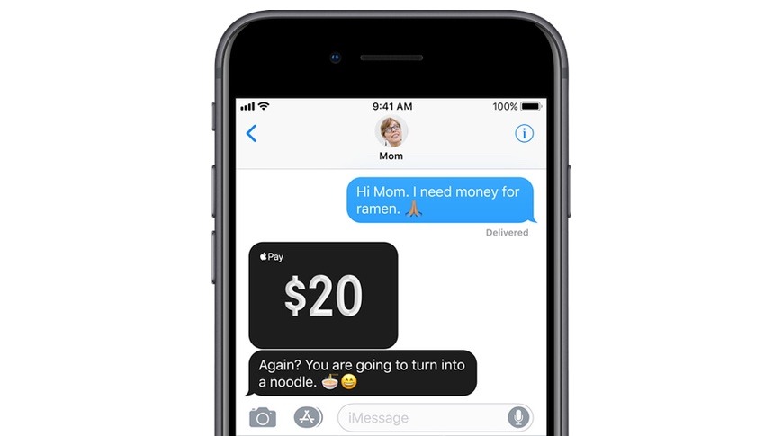 An example of an Apple Pay transaction via Messages resulting in Apple Cash