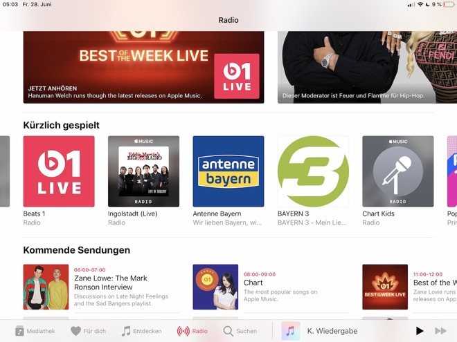 German radio stations listed within Apple Music's Radio tab [via Macerkopf]