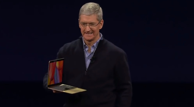 Tim Cook unveils the MacBook in 2015.