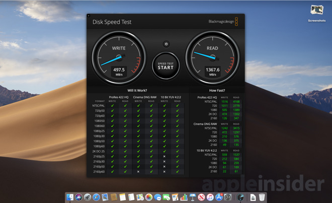 Black Magic Disk Speed Test on base model 2019 13-inch MacBook Pro