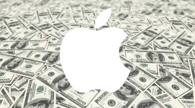 Apple logo on dollars