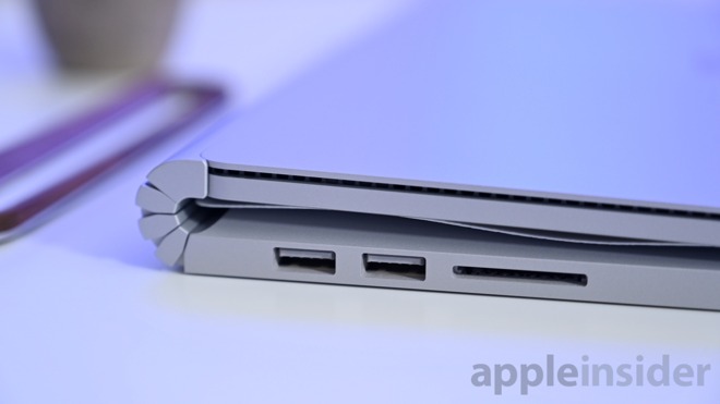 Surface Book 2 USB ports and an SD card reader