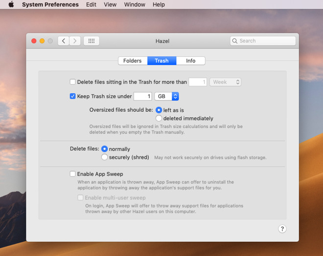 Hazel has much better controls for managing your Mac's trash than macOS does