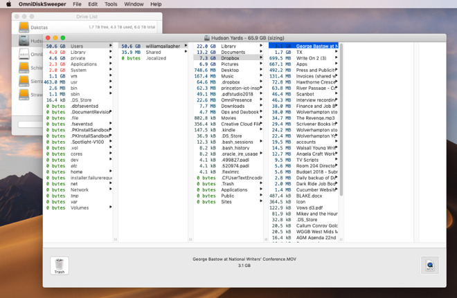 OmniDiskSweeper rapidly scans your drive and helps you spot where space is being used up