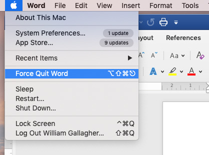 Under the Apple menu there's Force Quit... which opens a dialog and highlights whichever app you were in.