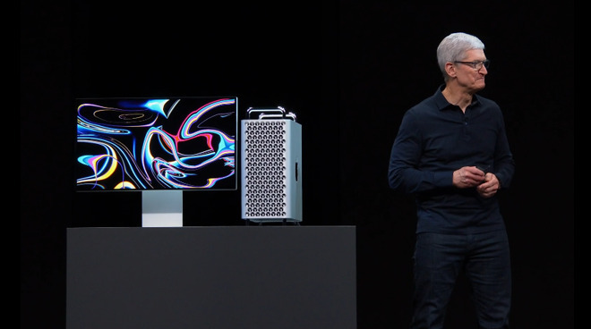 Apple CEO Tim Cook with the new Mac Pro