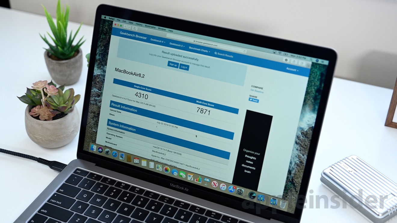 2019 MacBook Air Geekbench scores