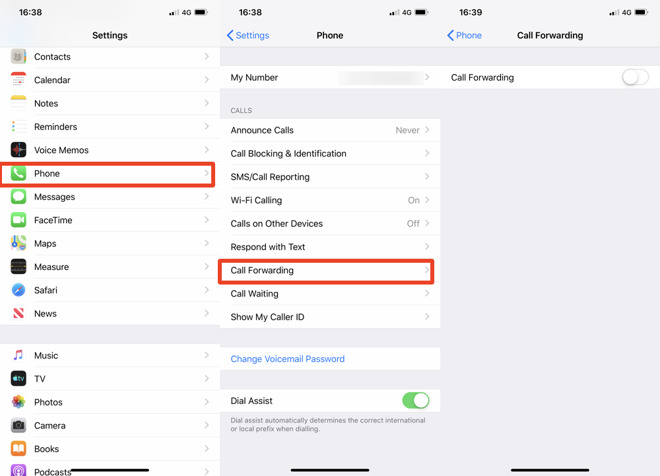 Steps for setting up Call Forwarding on iPhone.