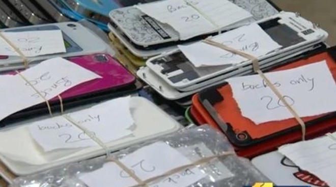 Counterfeit Apple products seized by Maryland police as part of a separate case in 2013.