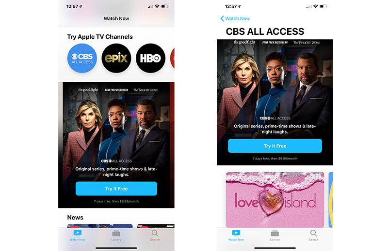 CBS All Access が Apple TV チャンネルに登場