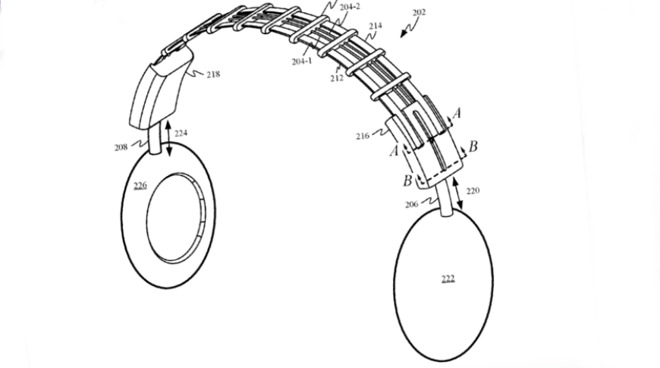 Detail from an Apple patent regarding headphones with orientation detection