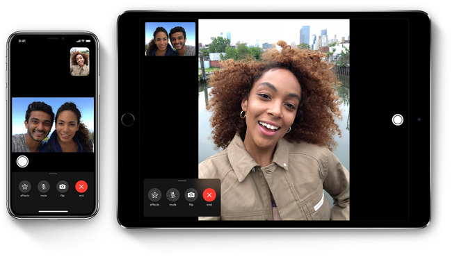 Apple's FaceTime technology on an iPhone and iPad