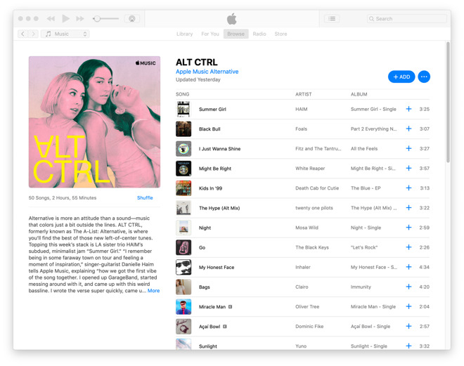 ALT CTRL in Apple Music