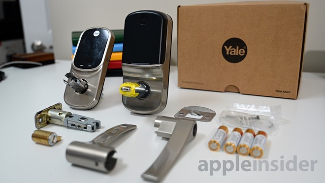 All of the parts for installing the Yale Assure Lever lock