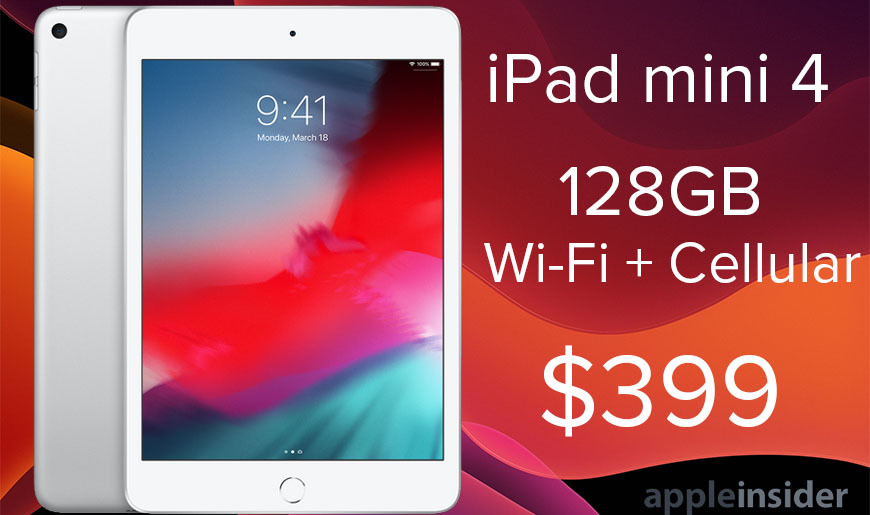 Lowest price: Apple's 128GB iPad mini 4 with cellular on sale for
