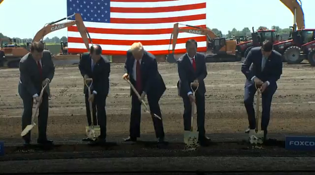 President Trump helping to break ground at the future location of Foxconn's plant in Wisconsin.