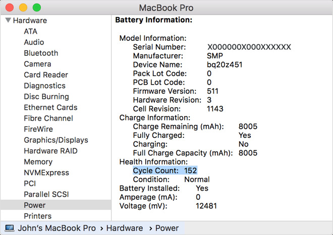 Determine battery cycle count for Mac laptops - Apple Support