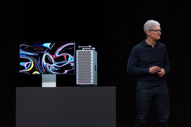 Tim Cook looks to see whether anyone's waiting to buy the new Mac Pro. They are.