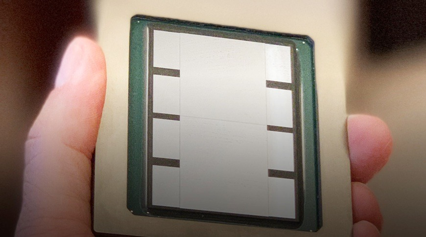 An example of TSMC's Chip on Wafer on Substrate technology, using the world's largest silicon interposer with space for two 600mm-squared processors and 8 HBM memory devices. 