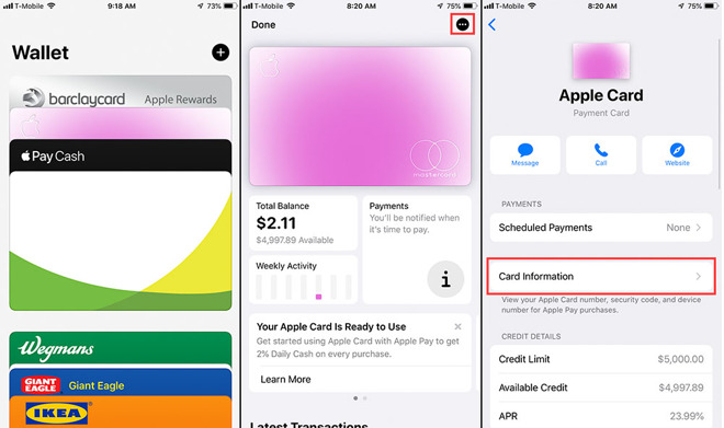 Step by step walkthrough of retrieving your Apple Card number