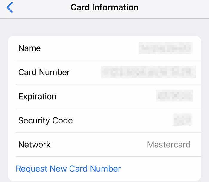 Apple Card number