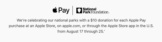 Apple Pay website National Parks Foundation notice