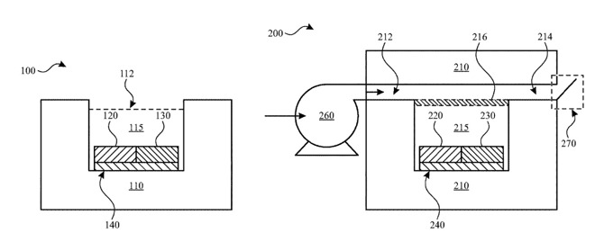 Simplified illustration of the heating element and multiple gas detecting areas