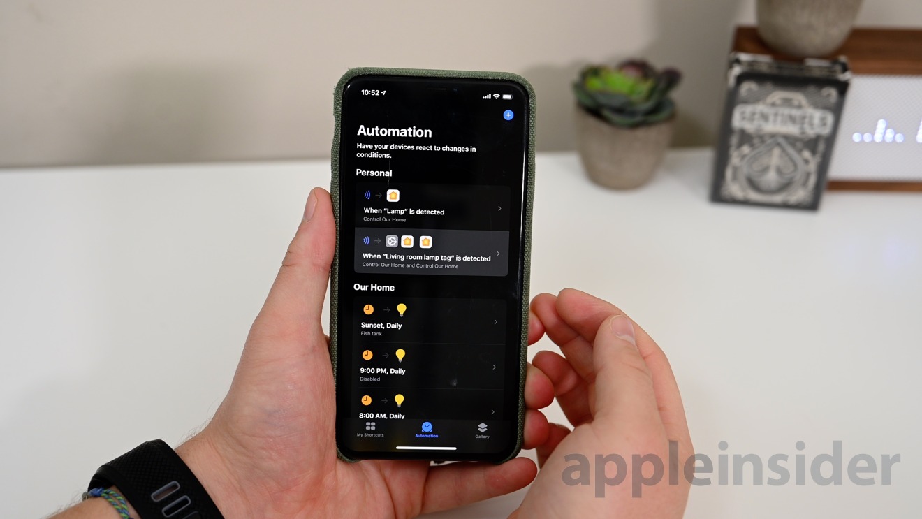 The automation tab returns to the Shortcuts app