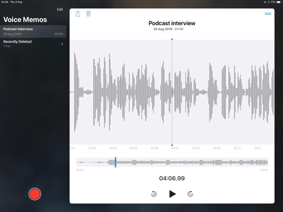 Take the call on your iPhone and, with the other person's permission, record it on Voice Memos on your iPad