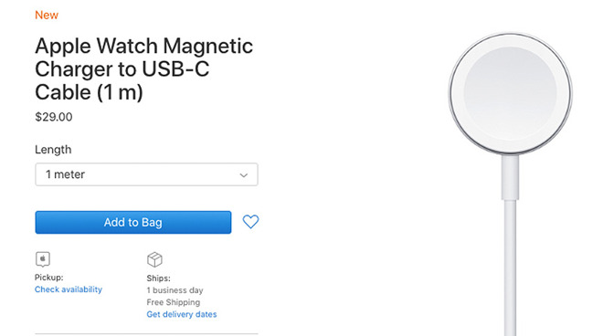 Apple Store listing for new USB-C Apple Charging Cable