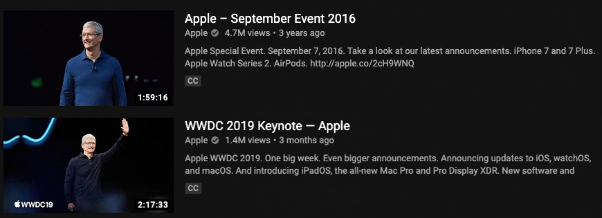 Apple Event upload views