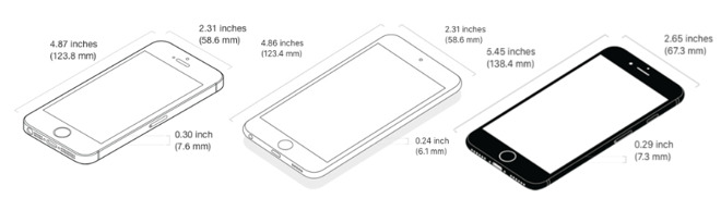 L-R: iPhone SE, iPod touch, iPhone 8. The differences are smaller than they seem.