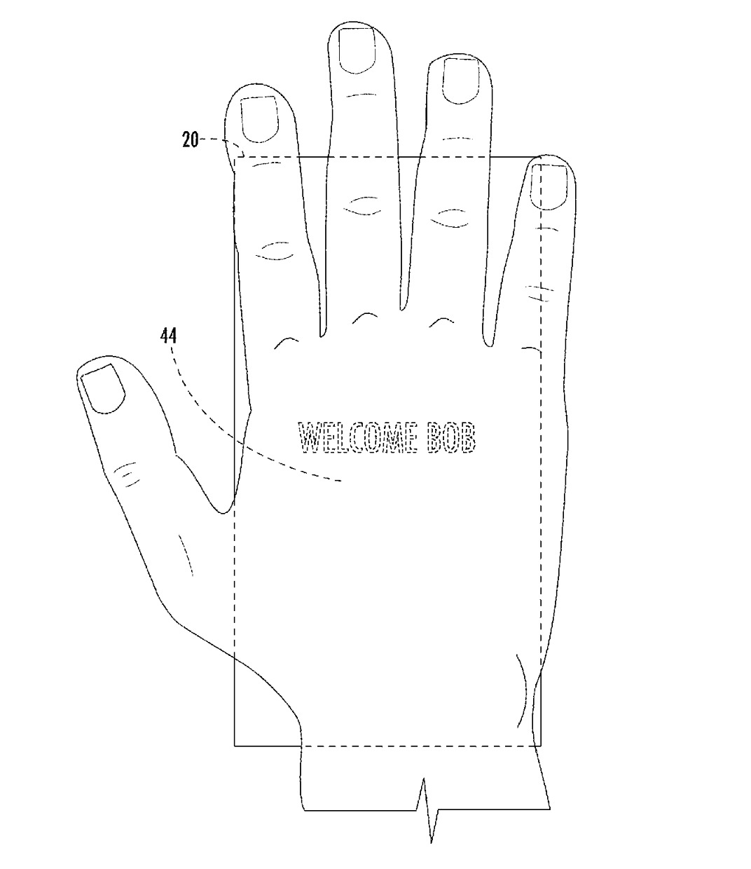 Apple's illustration showing palm identification on a device like an iPhone