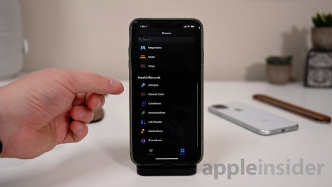 Browse tab of the iOS 13 Health app has Health Categories and Records Categories