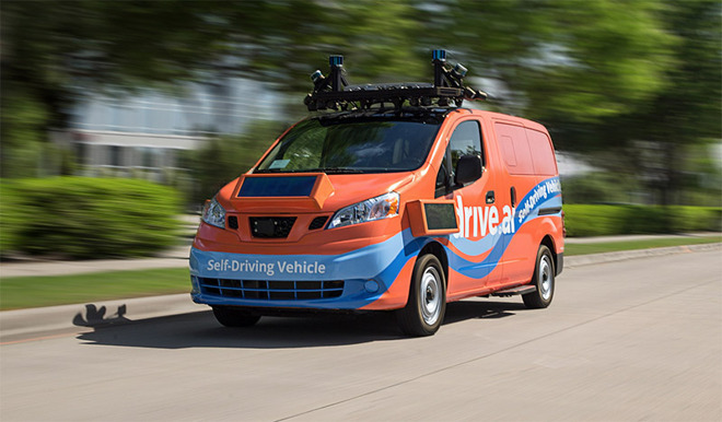 A van operated by Drive.ai, acquired by Apple earlier in 2019