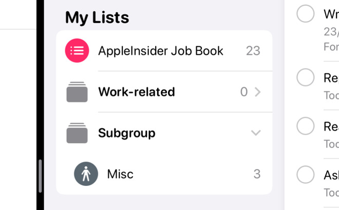 Apple Reminders has Lists of tasks that you can then put into Groups
