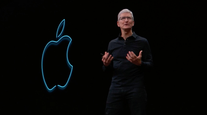 Tim Cook on stage at WWDC 2019
