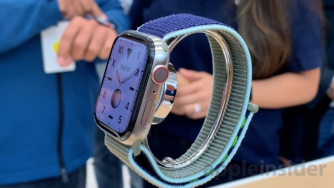 Silver titanium Apple Watch Series 5