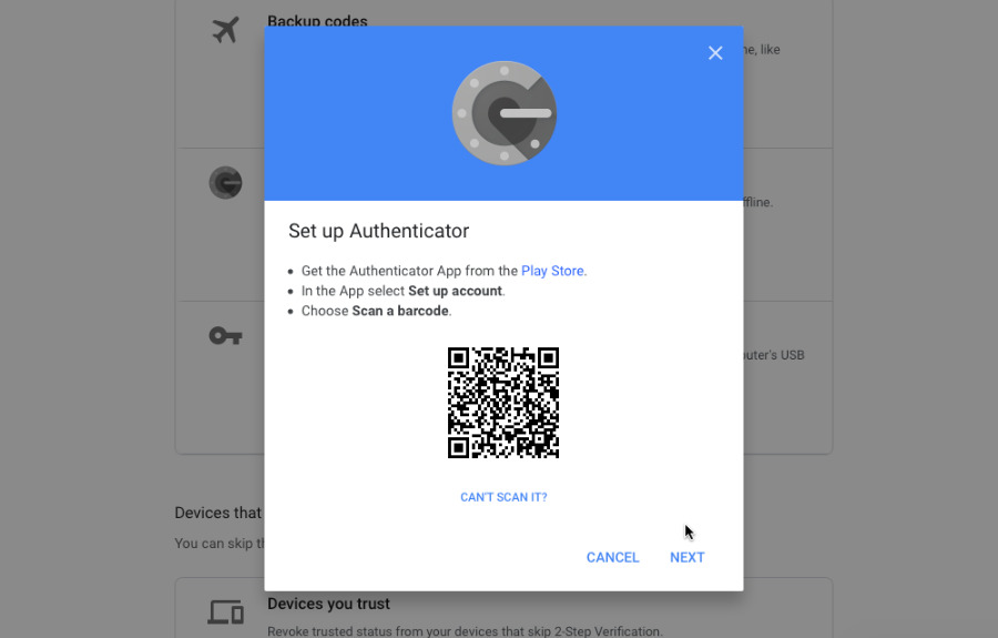 google authenticator code