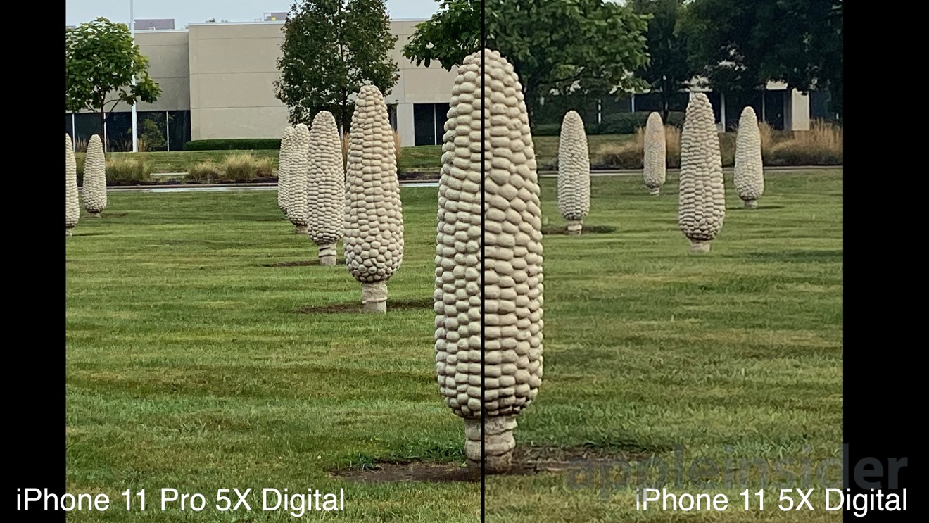 5X digital zoom compared on the iPhone 11 and iPhone 11 Pro
